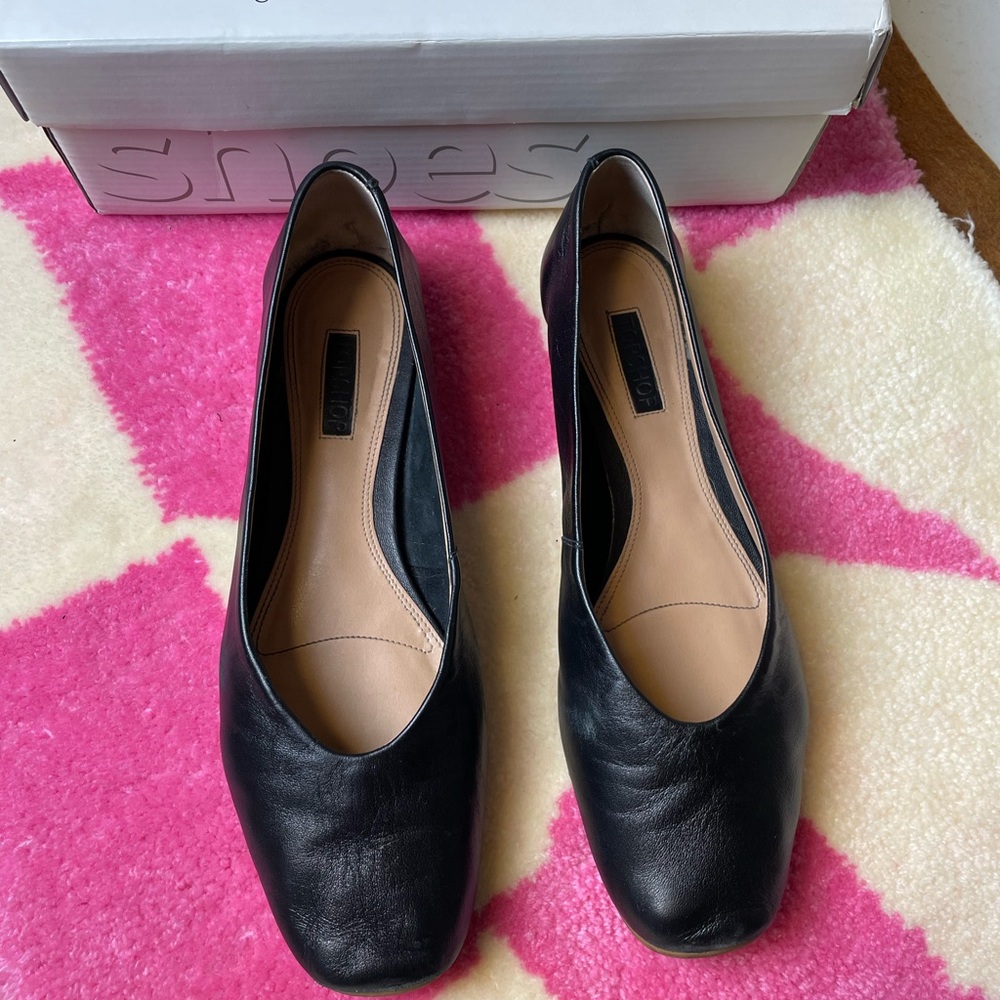 Topshop Black Leather Women's Flats